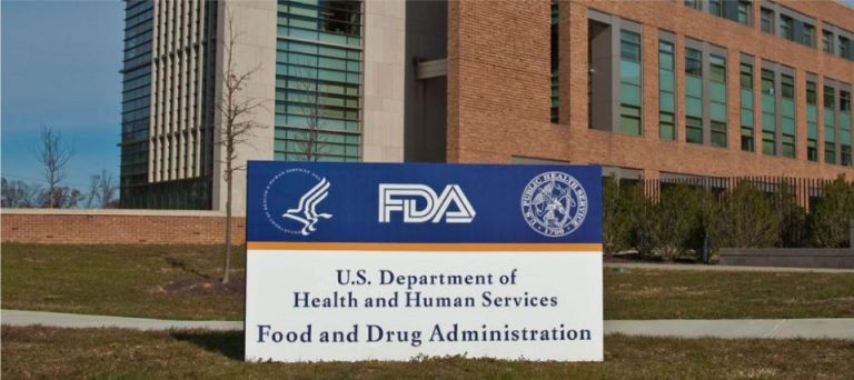 The US Food and Drug Administration headquarters sign outside its building